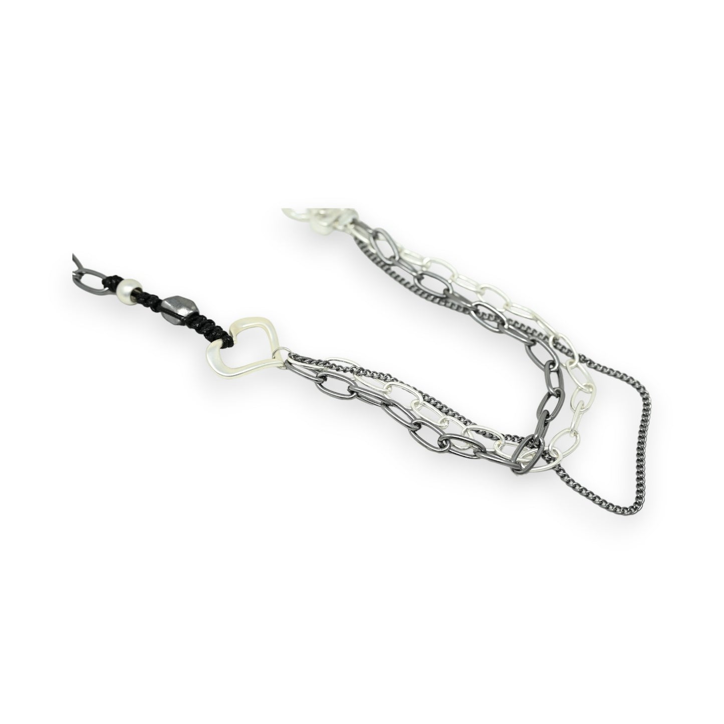 Collier sautoir chaine 2 couleurs coeur