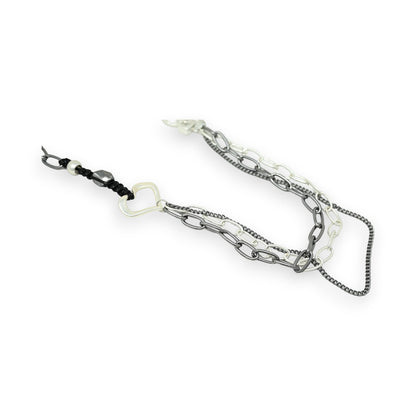 Collier sautoir chaine 2 couleurs coeur