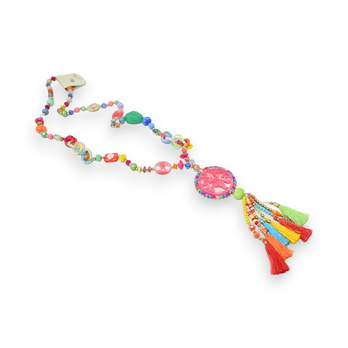 Collier sautoir multicolore arbre de vie