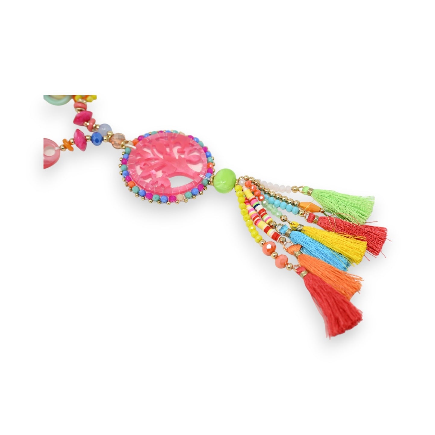 Collier sautoir multicolore arbre de vie