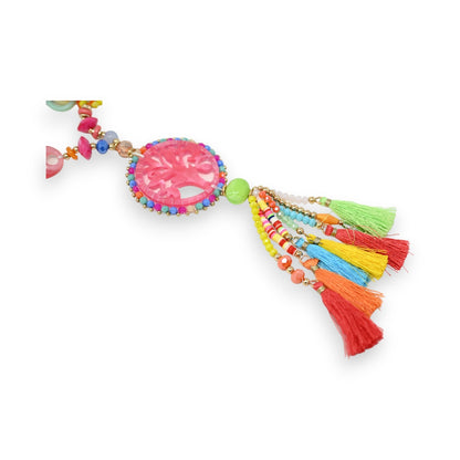 Collier sautoir multicolore arbre de vie
