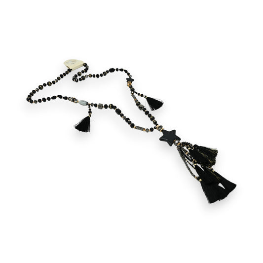 Collier sautoir noir étoile filante