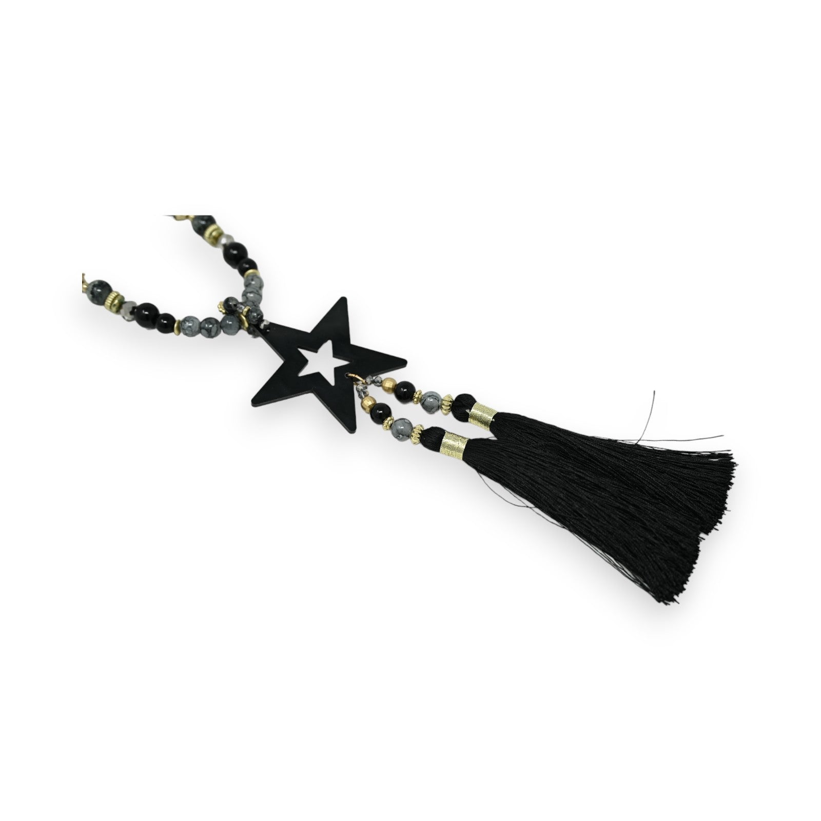 Collier sautoir étoile nuances noires