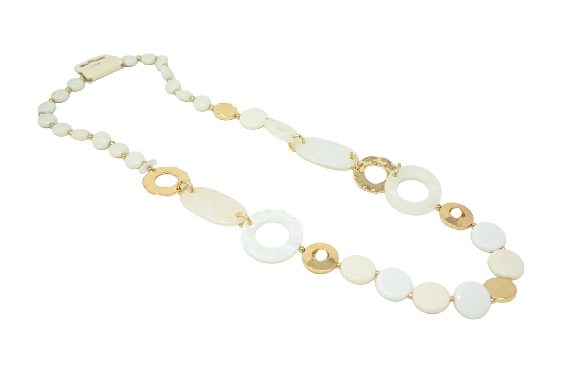 Collier sautoir vintage nuances blanches