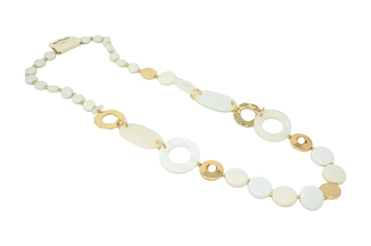 Collier sautoir vintage nuances blanches
