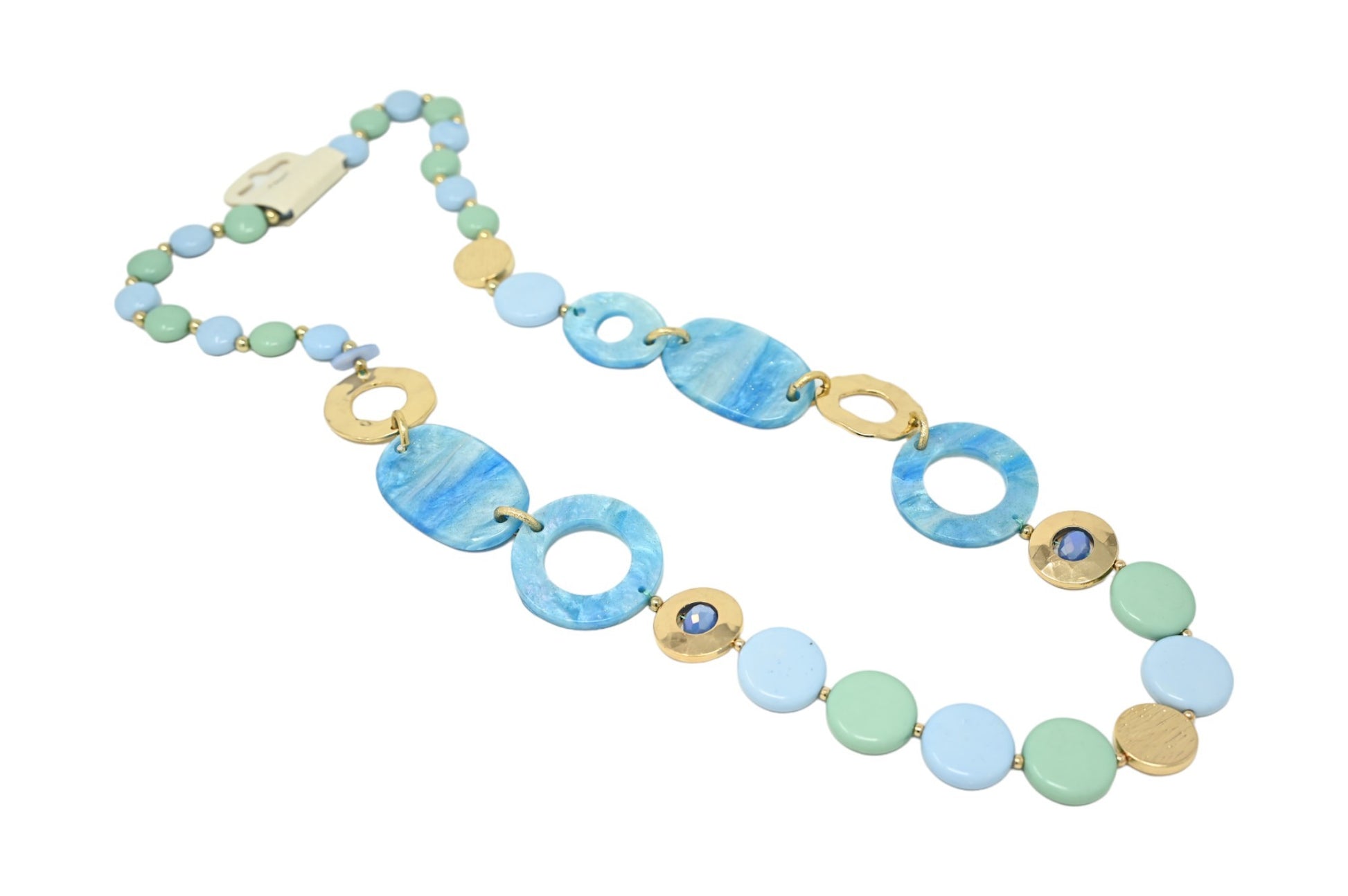 Collier sautoir vintage nuances bleu