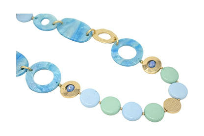 Collier sautoir vintage nuances bleu