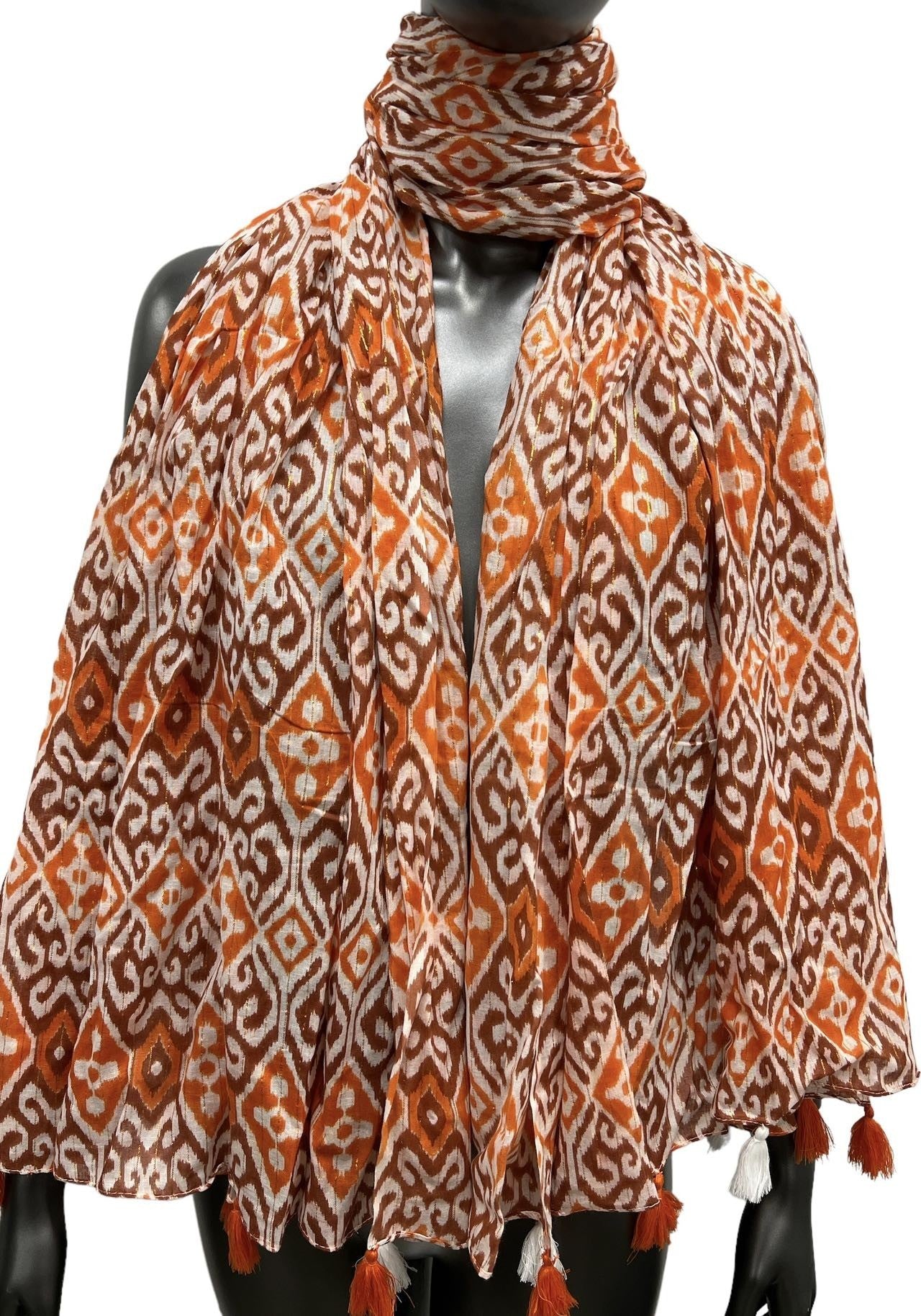 Foulard arabesque marron et camel