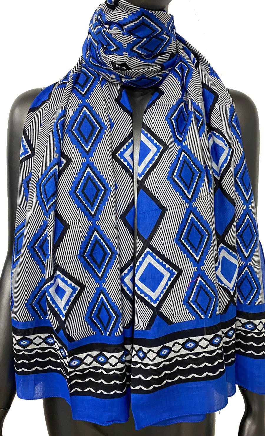 Foulard chèche ethnique Bleu roi