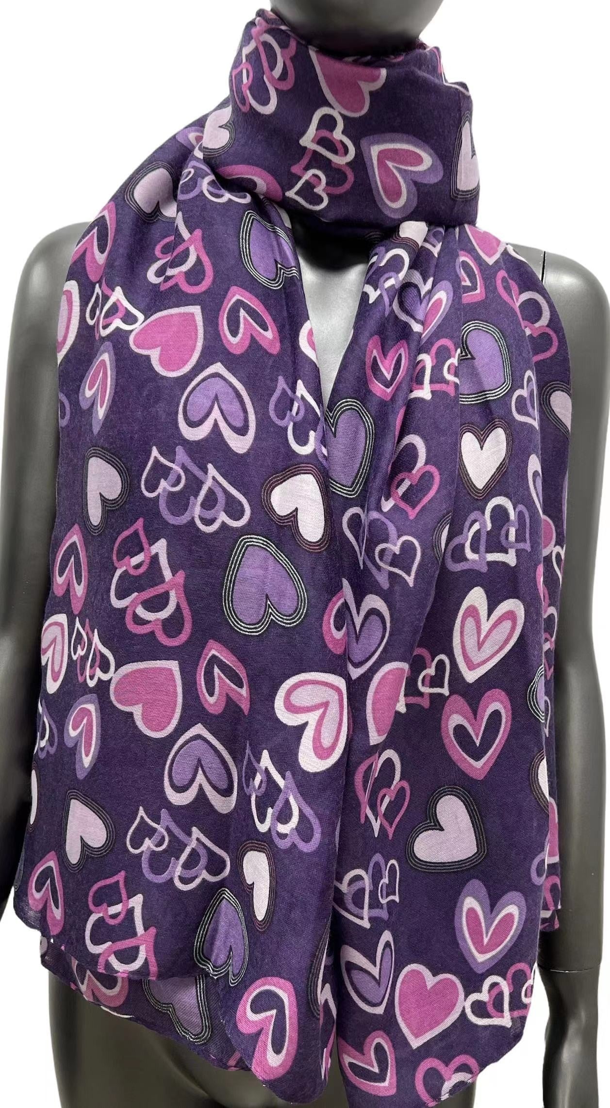 Foulard cœur nuance de violet et de rose