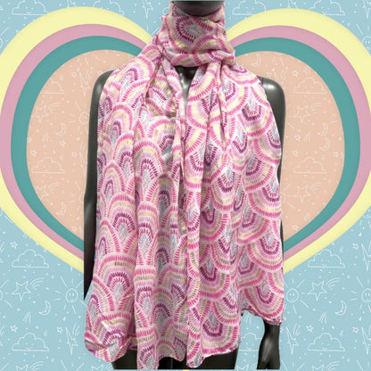 Foulard Fuschia éventail à détail doré