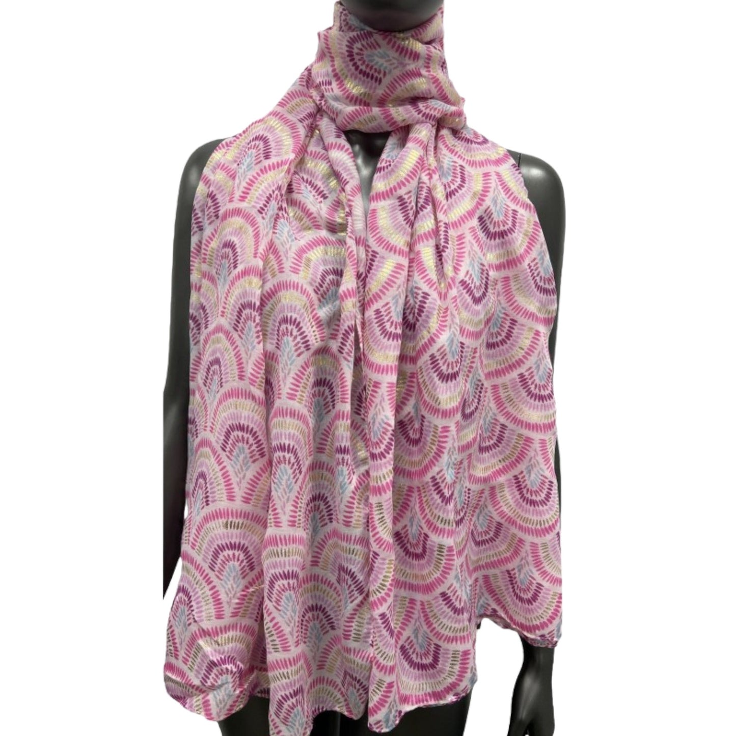 Foulard Fuschia éventail à détail doré