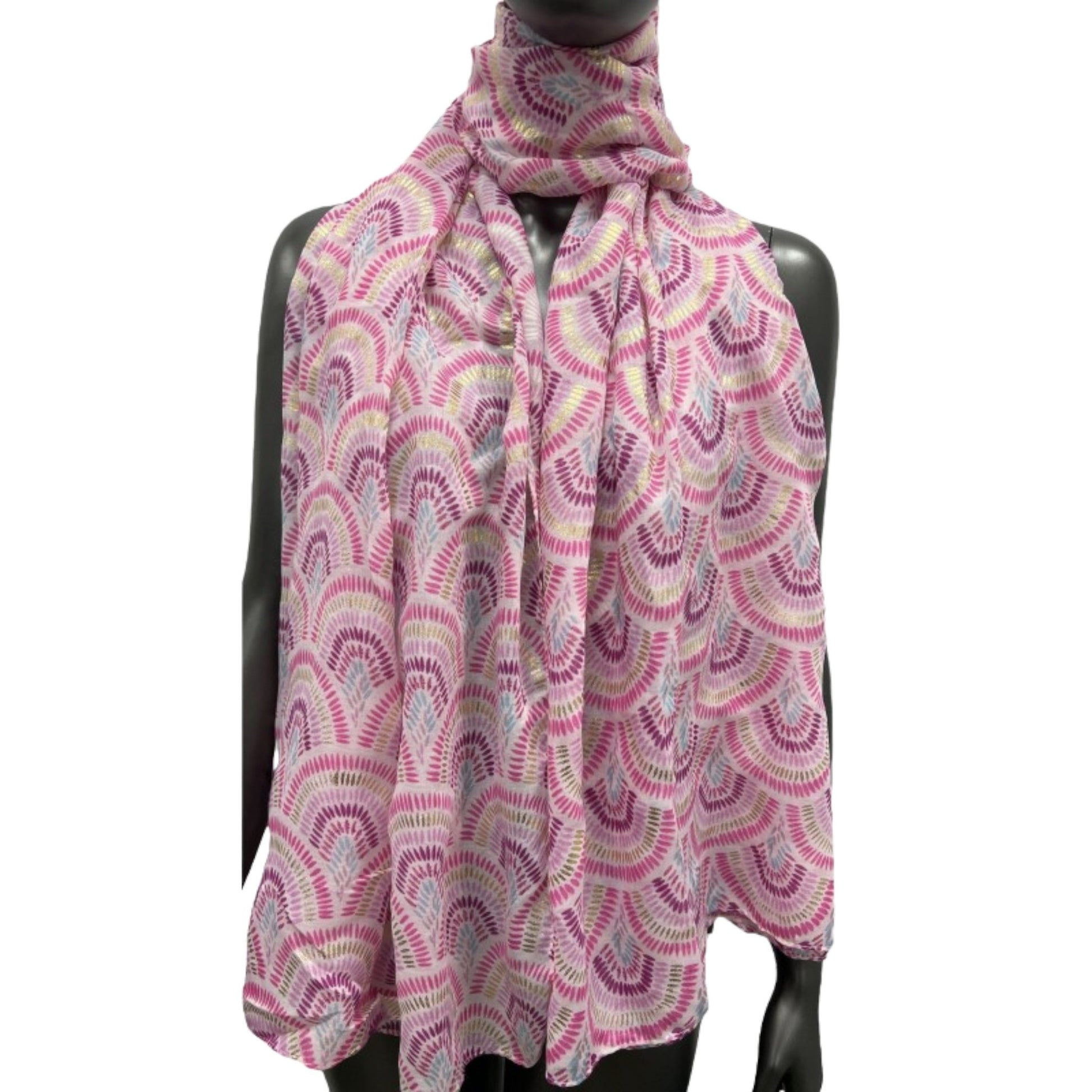 Foulard Fuschia éventail à détail doré