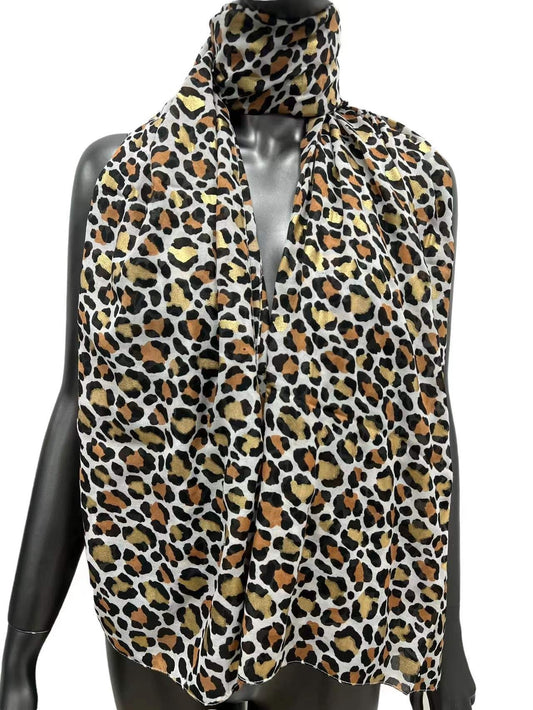 Foulard léopard à détails dorés