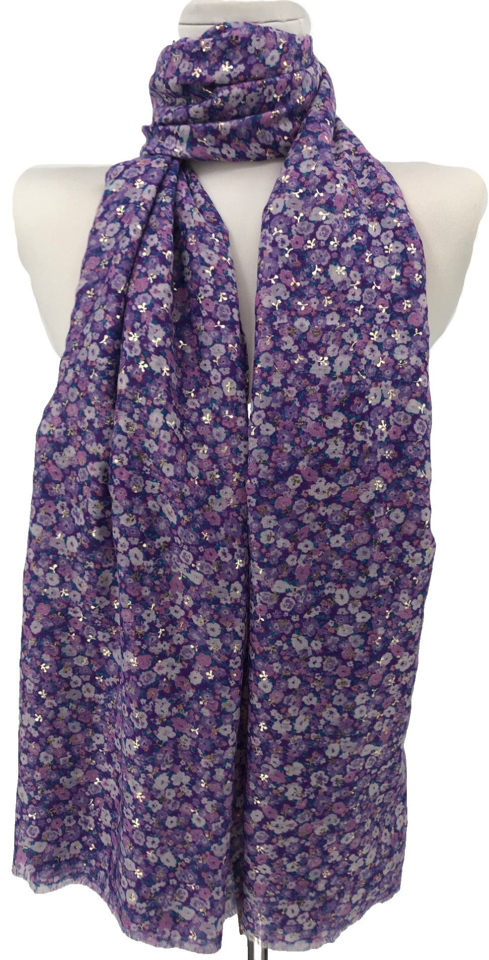 Foulard liberty à détail doré parme