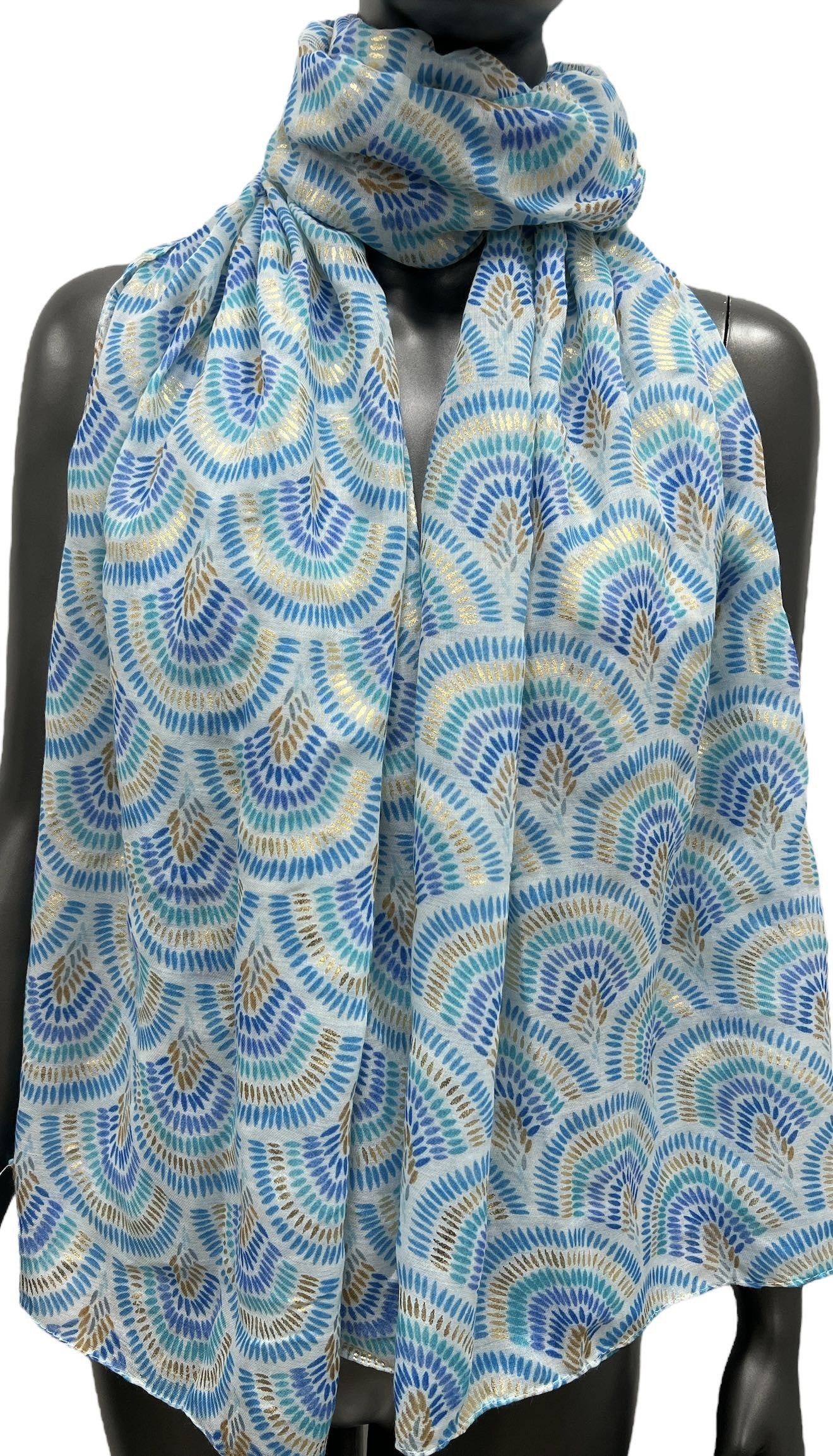 Foulard motif éventail détails dorés
