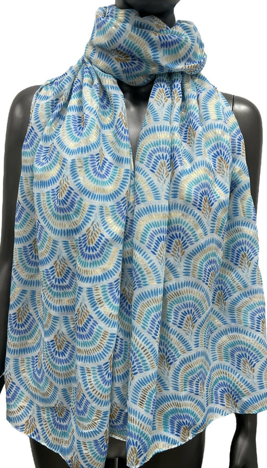 Foulard motif éventail détails dorés