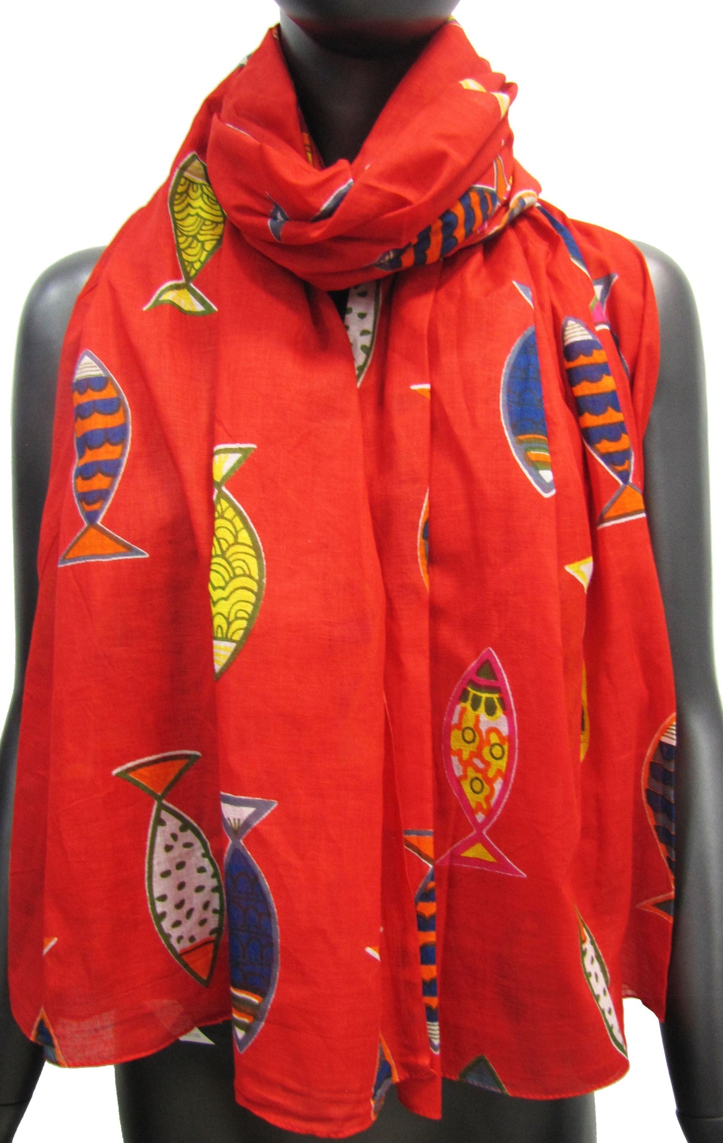 Foulard rouge motif poisson