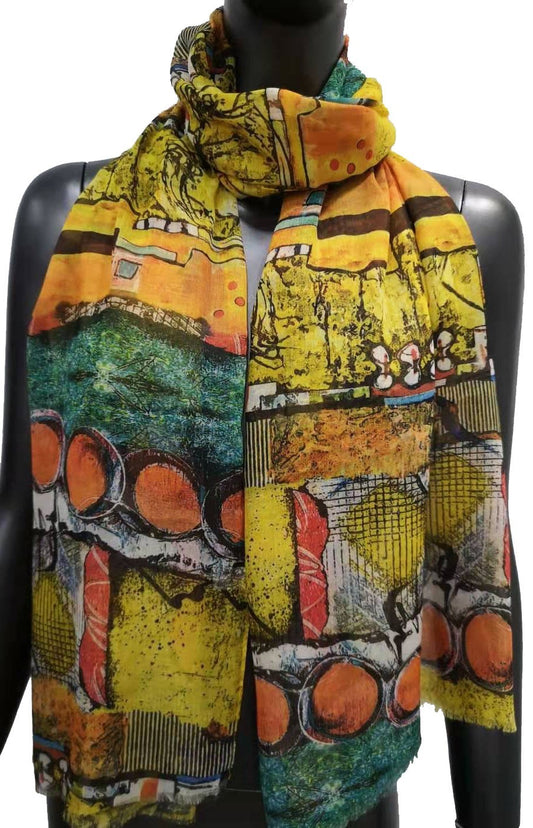 Foulard peinture abstraite - Toucher soie