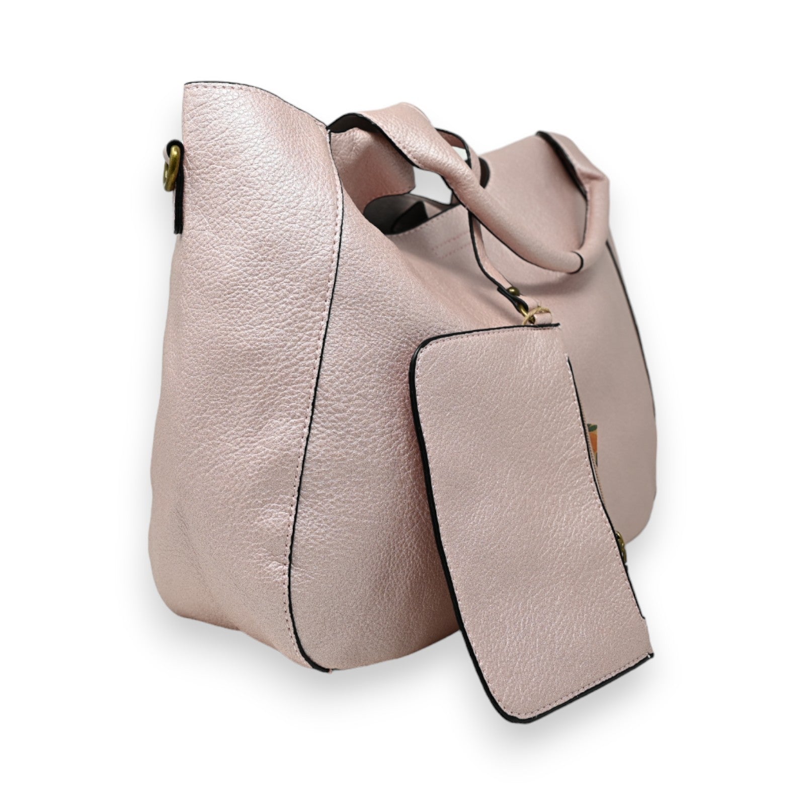 Sac à Main Rose Métallisé avec Pochette Amovible