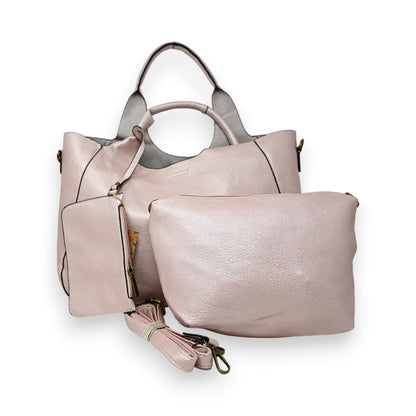 Sac à Main Rose Métallisé avec Pochette Amovible