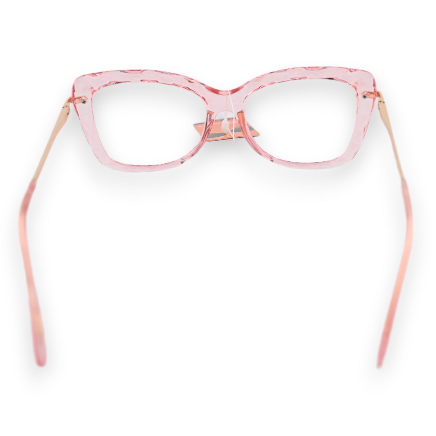 Lunettes fantaisie transparentes roses à branches dorées