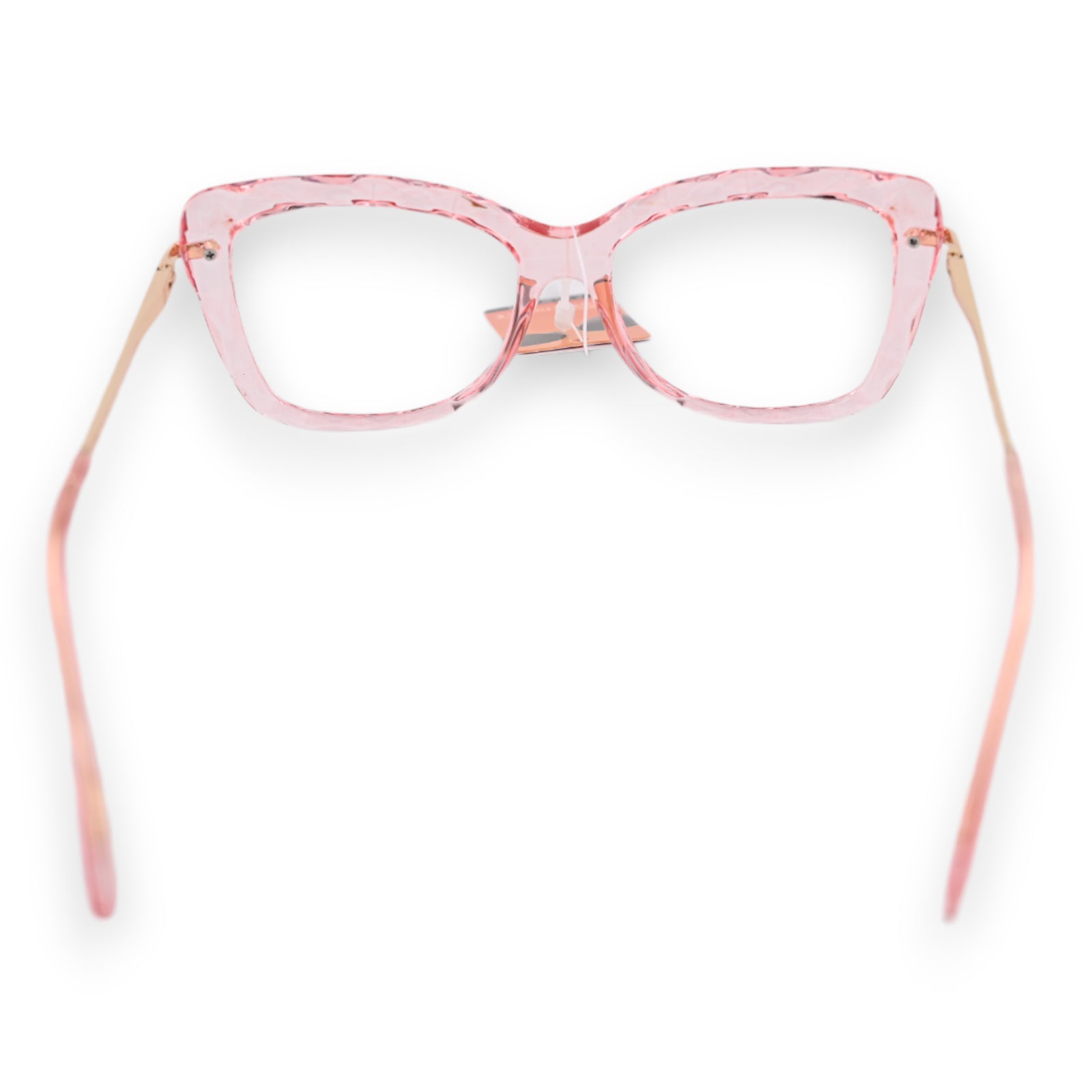 Lunettes fantaisie transparentes roses à branches dorées