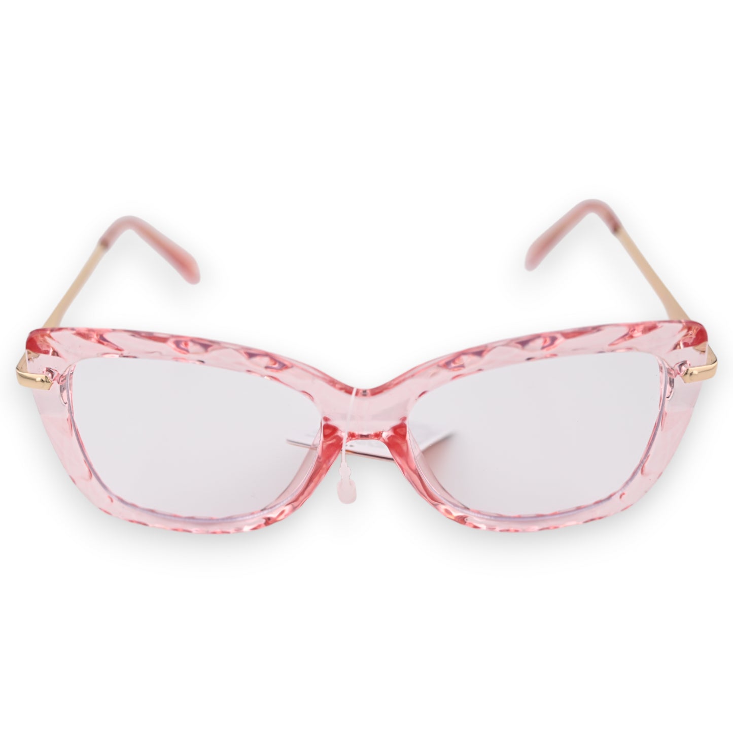 Lunettes fantaisie transparentes roses à branches dorées