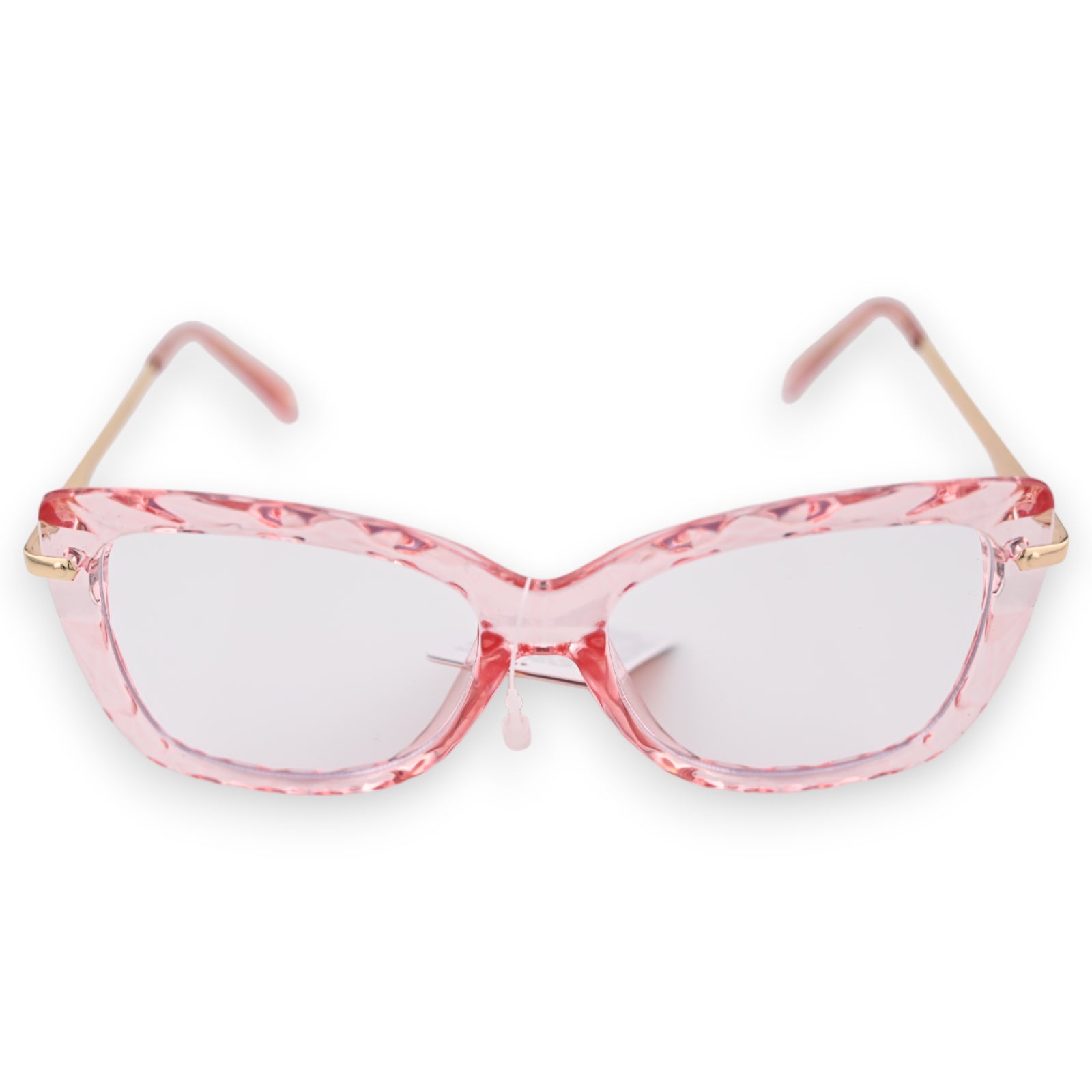 Lunettes fantaisie transparentes roses à branches dorées