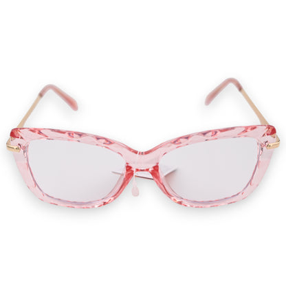 Lunettes fantaisie transparentes roses à branches dorées