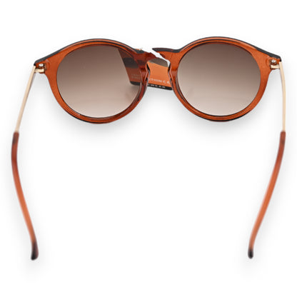 Lunettes ronde dorées plastique marron translucide