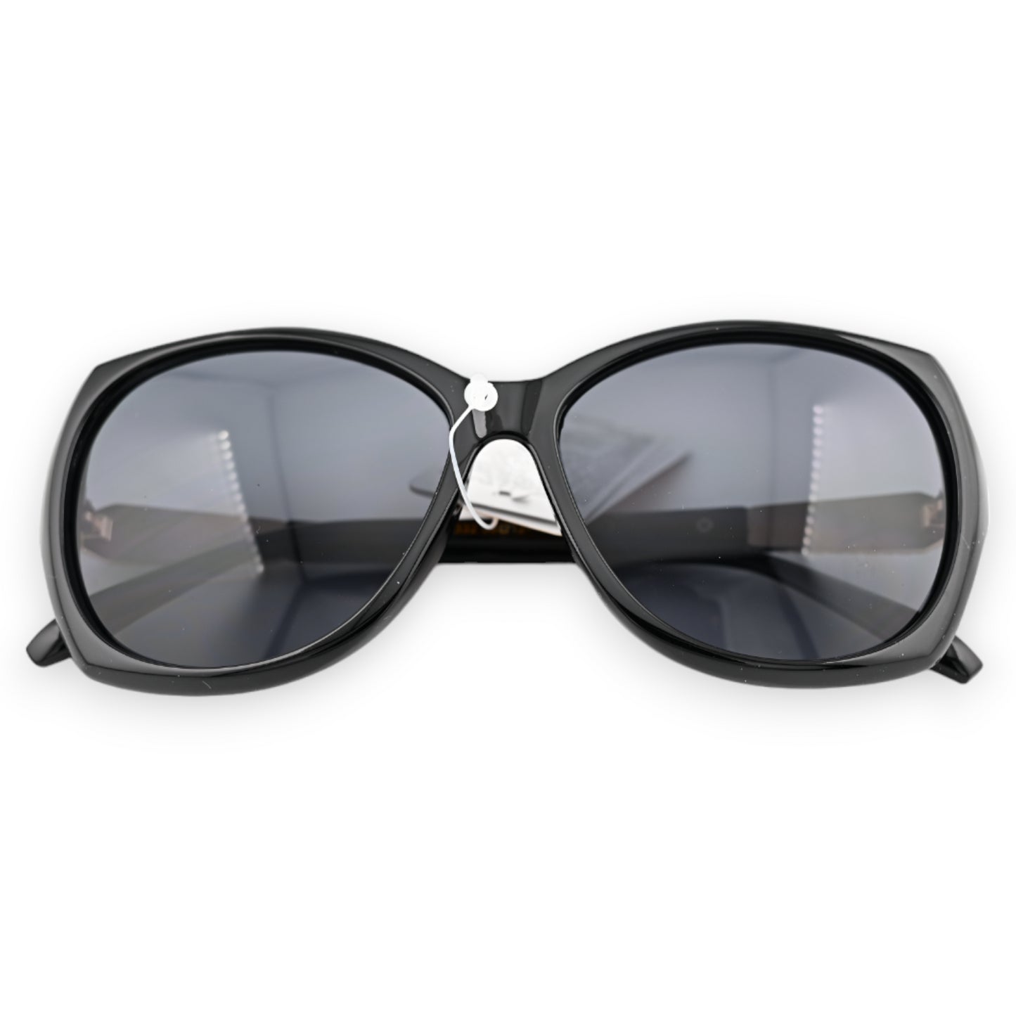 Lunettes noires grand modèle branches bijoux dorées