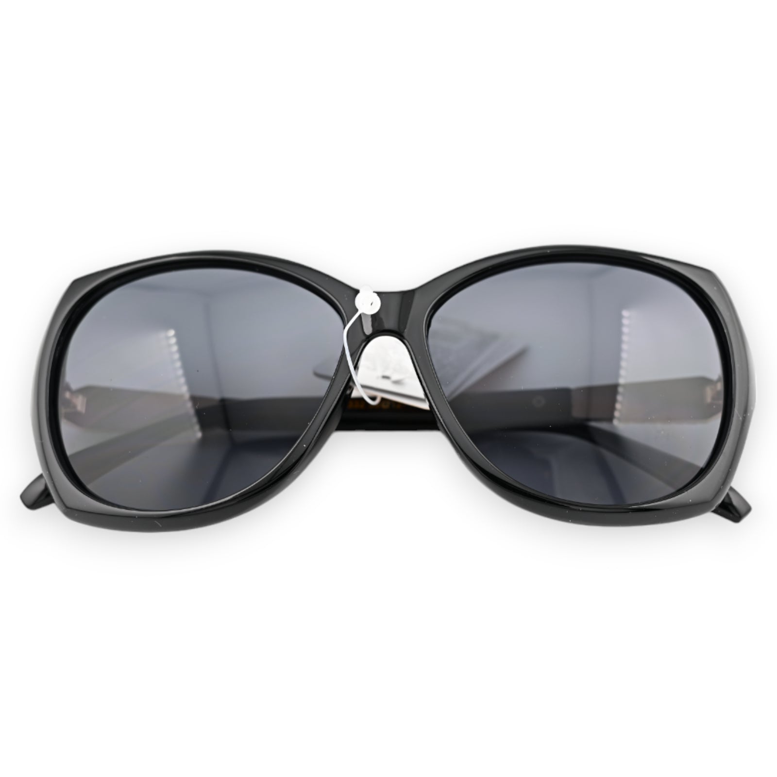 Lunettes noires grand modèle branches bijoux dorées