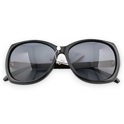 Lunettes noires grand modèle branches bijoux dorées