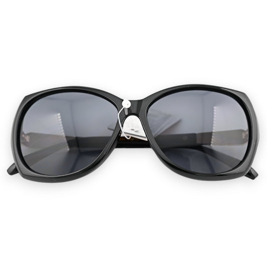 Lunettes noires grand modèle branches bijoux dorées