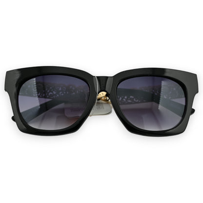 Lunettes rectangles noires et dorées