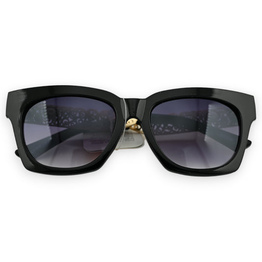 Lunettes rectangles noires et dorées