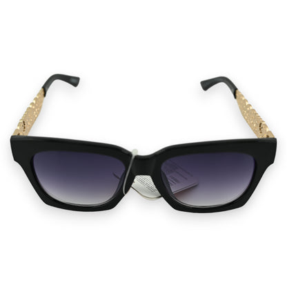 Lunettes rectangles noires et dorées