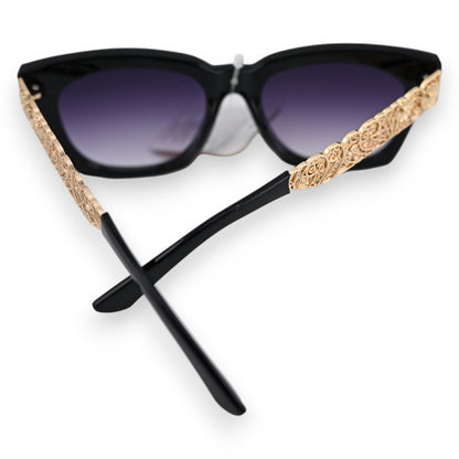 Lunettes rectangles noires et dorées