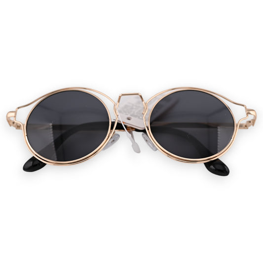 Lunettes ronde aux détails dorés