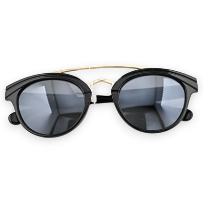 Lunettes ronde design noire barre transversale dorée