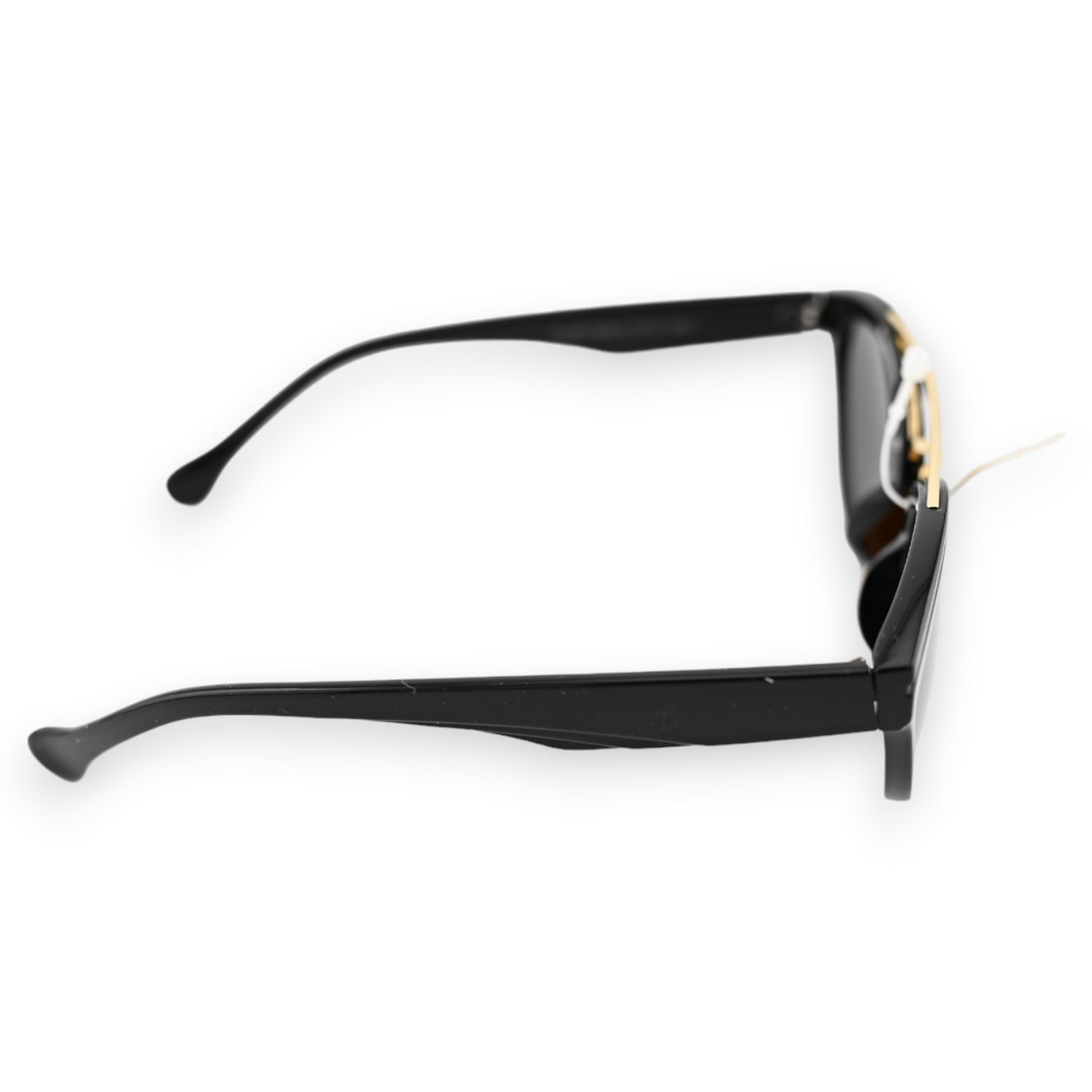 Lunettes ronde design noire barre transversale dorée