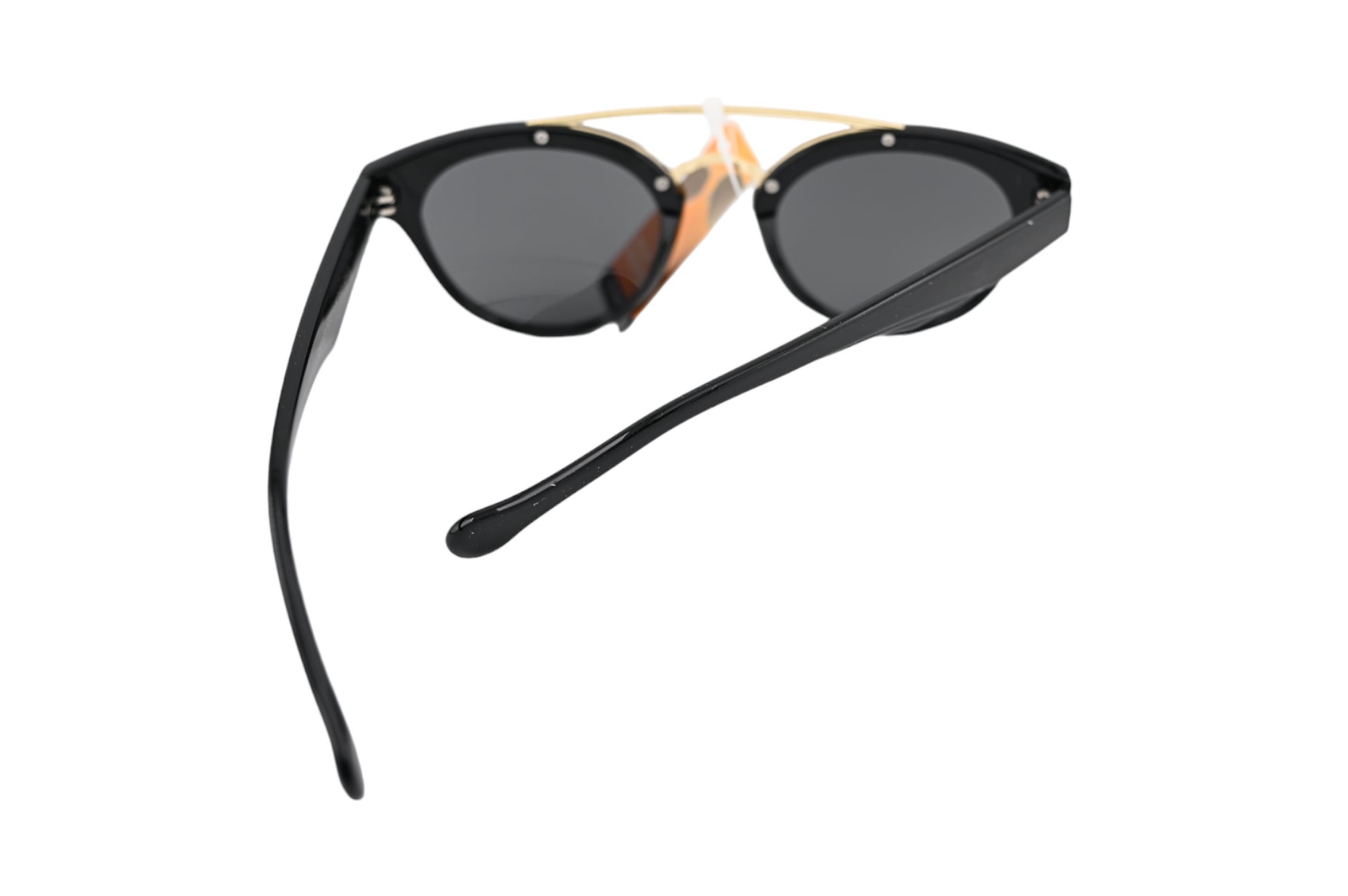 Lunettes ronde design noire barre transversale dorée