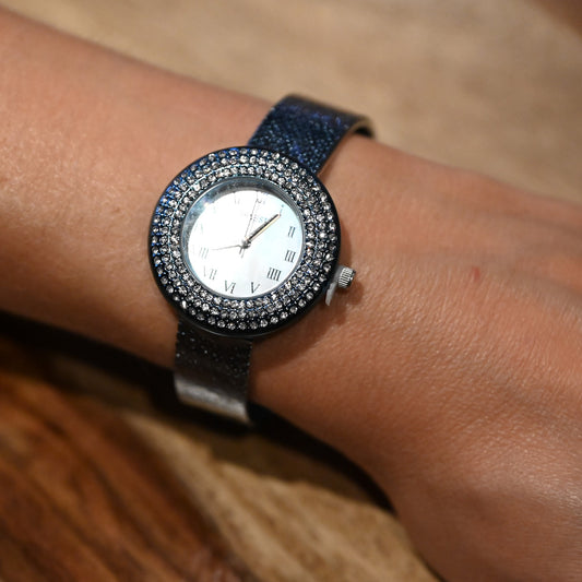 Montre bijou Ernest  bleu marine cadran strass