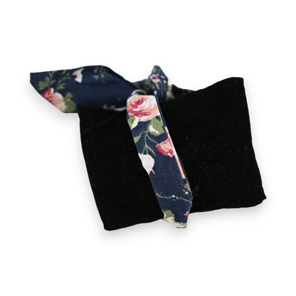 Montre bracelet tissu fleurs bleu marine