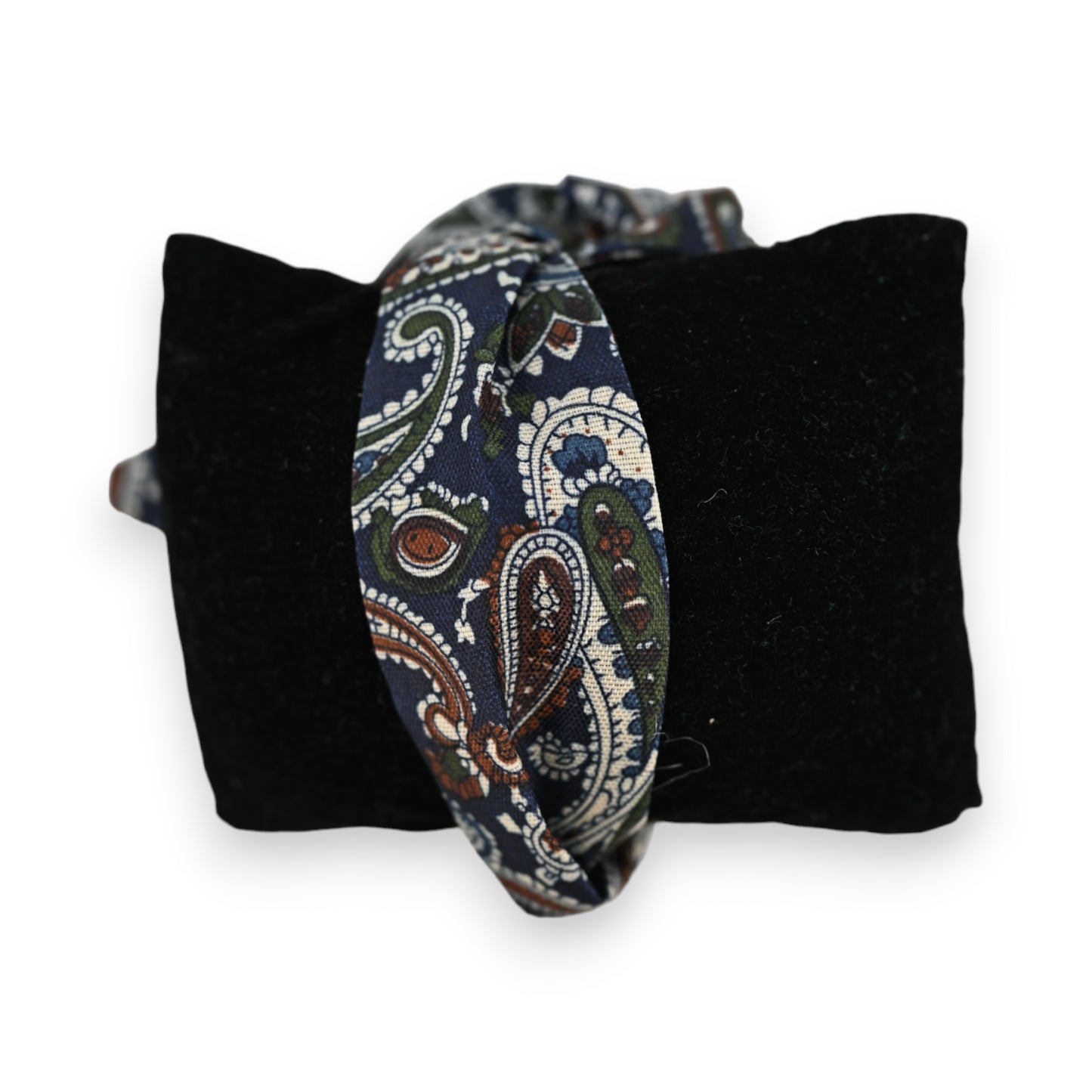 Montre bracelet tissu imprimé cashmire bleu marine kaki