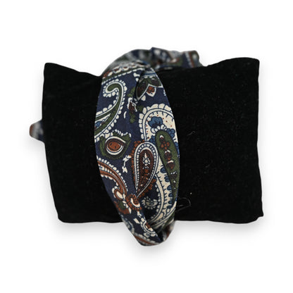 Montre bracelet tissu imprimé cashmire bleu marine kaki