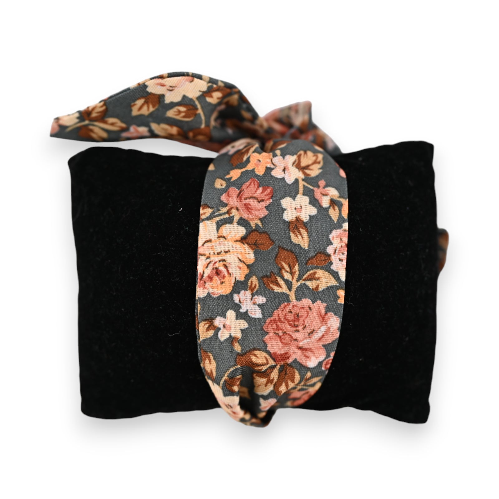 Montre bracelet tissu motif floral cadran moutarde