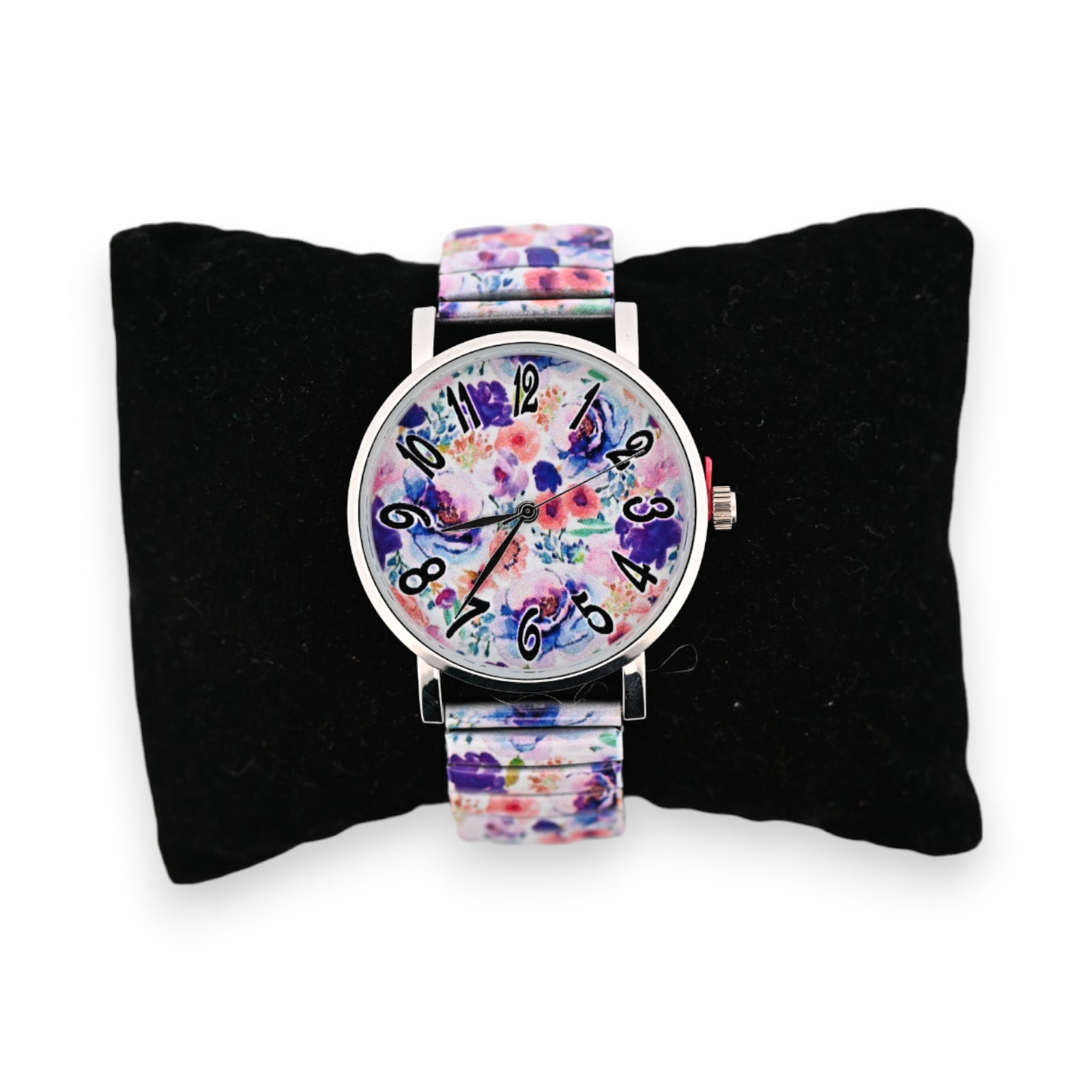 Montre élastique motifs fleurs multicolores