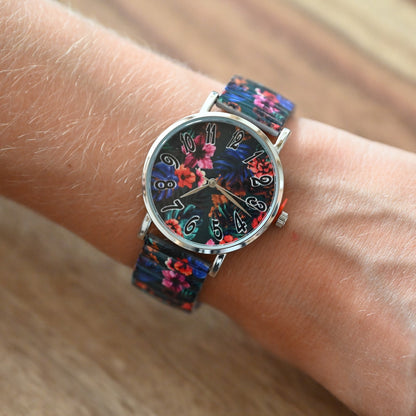 Montre Ernest imprimé fleurs tropicales